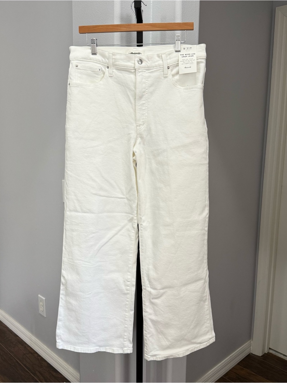 Madewell The Wide-Leg Crop Jean Size 30T Tall NWT White